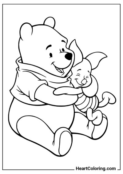 Abraços grandes - Desenhos do Ursinho Pooh para Colorir