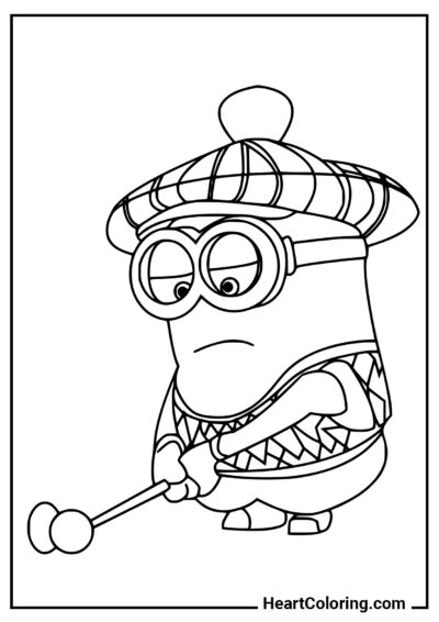 Kevin plays golf - Minions Coloring Pages