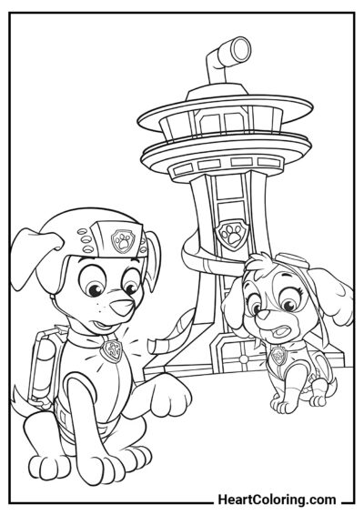 Rally signal for Skye and Zuma - PAW Patrol Coloring Pages