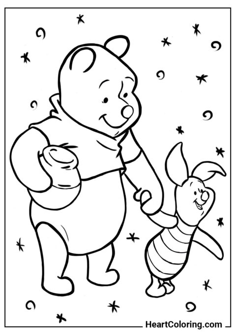 Ursinho Pooh e Porquinho - Desenhos do Ursinho Pooh para Colorir