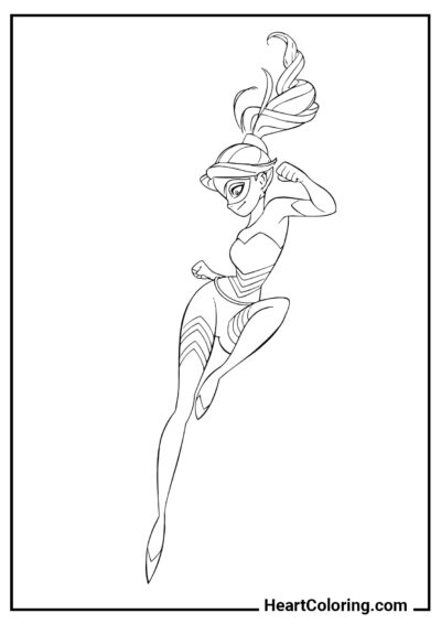 Queen Bee en una pose dinámica - Dibujos de Ladybug para Colorear