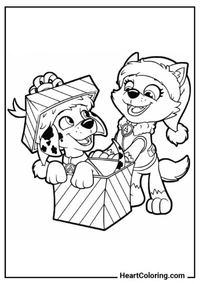 Marshall and Everest - PAW Patrol Coloring Pages