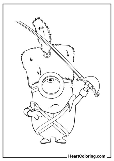 Minion with saber - Minions Coloring Pages