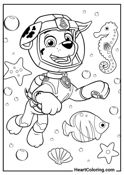 Marshall Underwater - PAW Patrol Coloring Pages