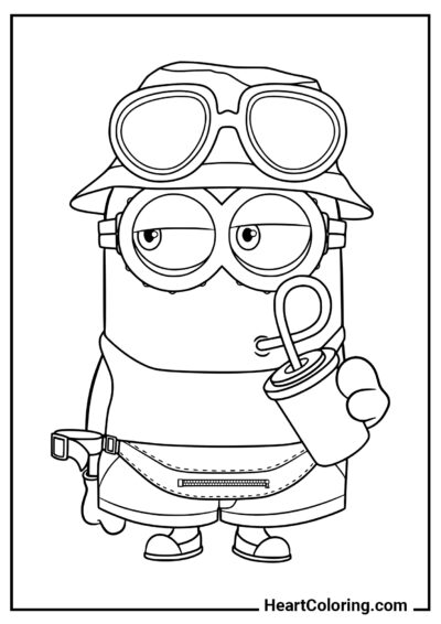 Minion with juice - Minions Coloring Pages