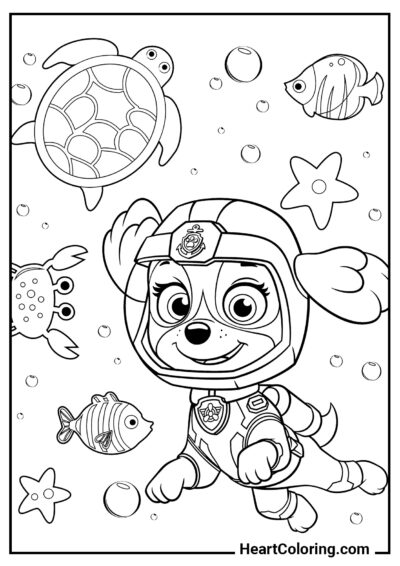 Skye Underwater - PAW Patrol Coloring Pages