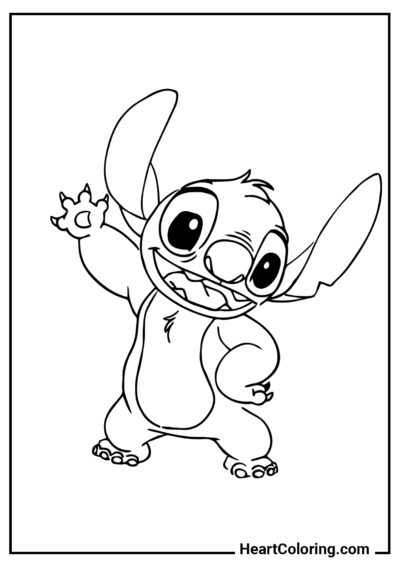 Stitch’s greeting - Lilo & Stitch Coloring Pages