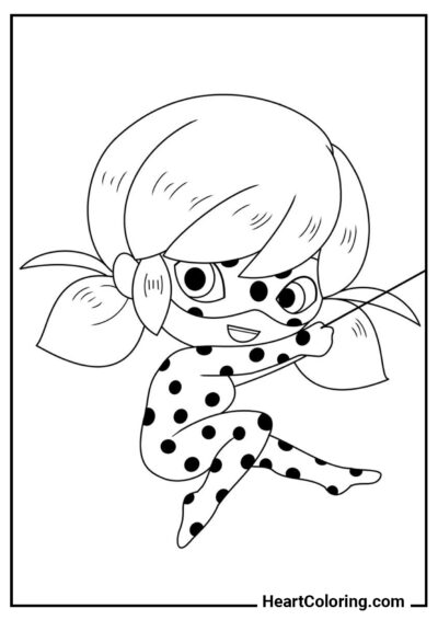 Chibi Ladybug avec Yo-Yo - Coloriages Miraculous Ladybug