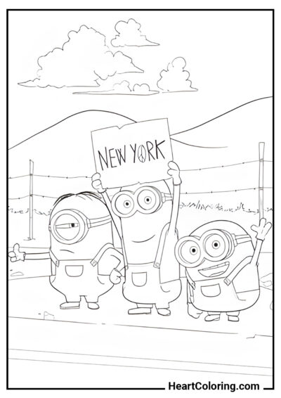 Hitchhiking - Minions Coloring Pages