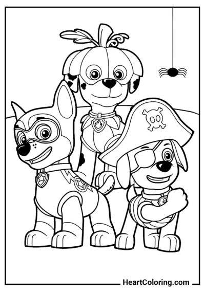 Puppies for Halloween - PAW Patrol Coloring Pages