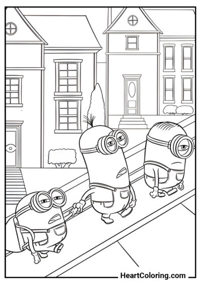 Minions cansados - Desenhos de Minions para Colorir