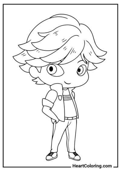 Chibi Adrien Agreste - Miraculous Ladybug Ausmalbilder