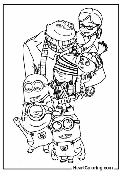 Photo de famille - Coloriages Minions