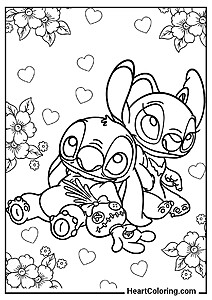Stitch with His Sweetheart, Angel – print or color online
