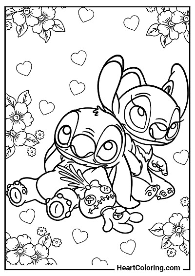 Stitch z ukochaną, Angel — wydrukuj i zacznij zabawę