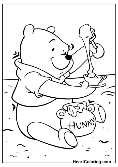 Fanático de la miel - Dibujos de Winnie the Pooh para Colorear