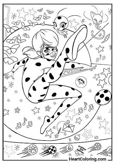 Kolorowanka Niesamowite akrobacje Ladybug — dla całej rodziny