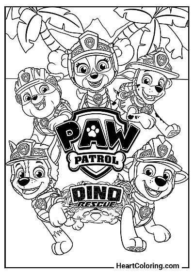 Patrulha Canina – Resgate Dino — página para colorir da categoria "Desenhos do Patrulha Canina para Colorir"