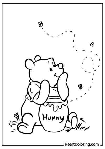 Dreamy Winnie - Winnie the Pooh Coloring Pages