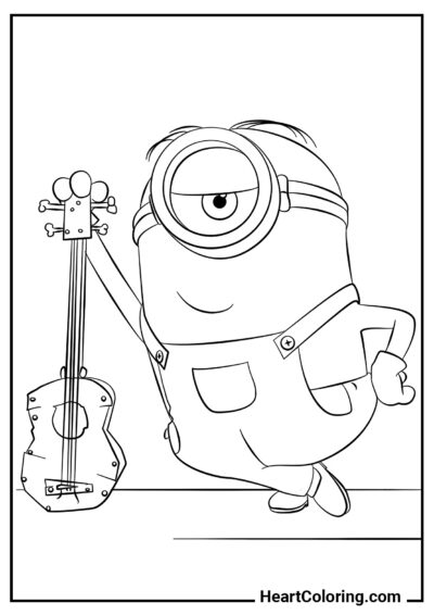 Stuart et son ukulélé - Coloriages Minions