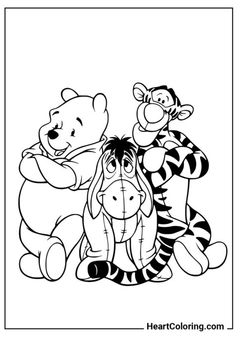 Winnie the Pooh, Tigger y Ígor - Dibujos de Winnie the Pooh para Colorear