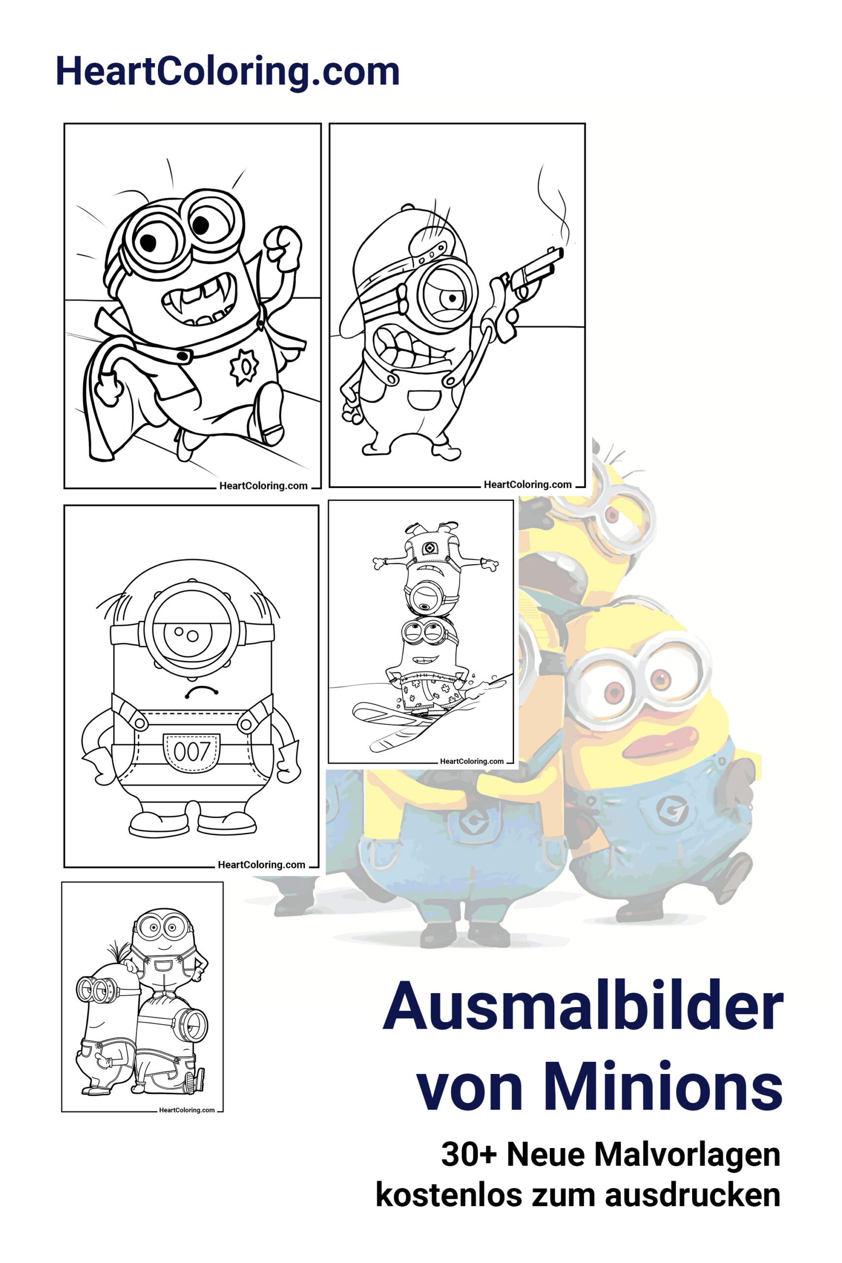 Ausmalbilder Minions zum Ausdrucken und Herunterladen  Über  Bilder