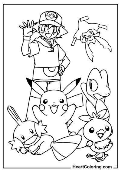 Ash and Pokemon - Pokemon Coloring Pages