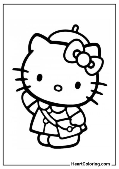 Friendly Kitten - Hello Kitty Coloring Pages