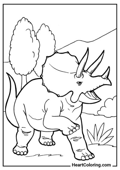 Frightened Triceratops - Dinosaur Coloring Pages