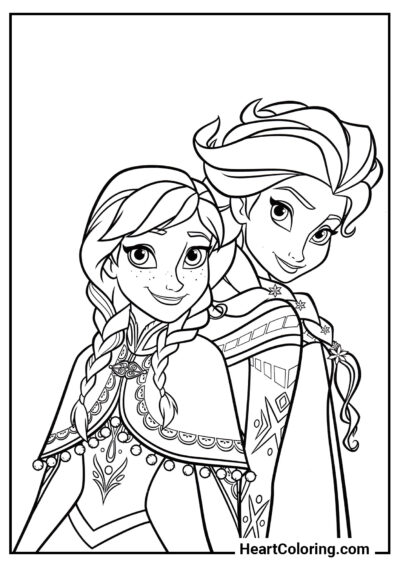 Increíbles hermanas - Dibujos de Frozen para Colorear
