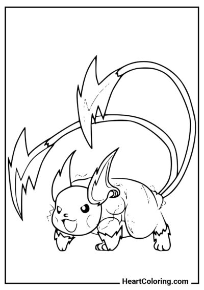 Raichu est furieux - Coloriages Pokémon