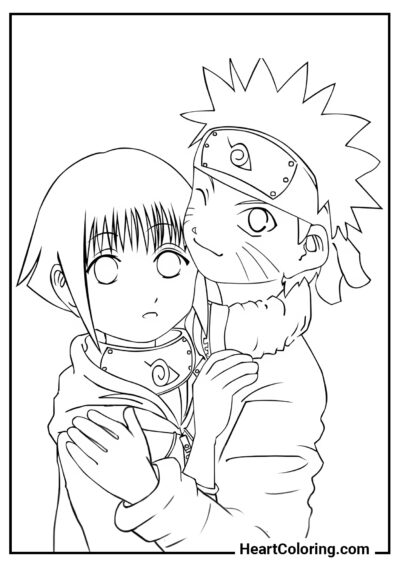 Hinata e Naruto - Desenhos do Naruto para Colorir