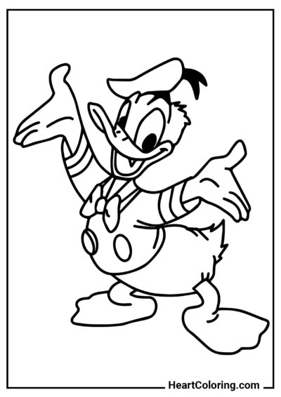Salutation de Donald - Coloriages Mickey Mouse