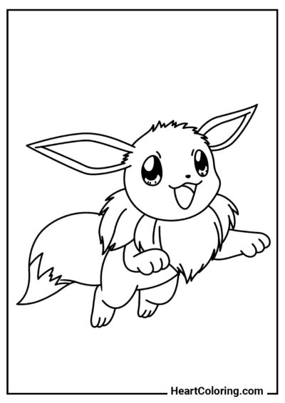 Eevee pulando - Desenhos do Pokemon para Colorir