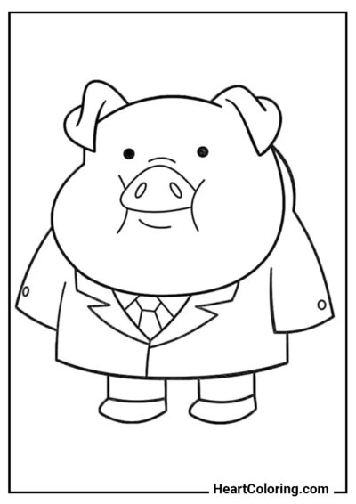 Waddles in a suit - Gravity Falls Coloring Pages