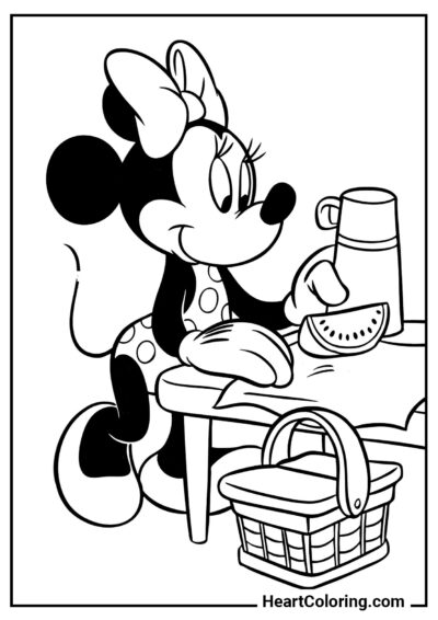 Vorbereitung für ein Picknick - Micky Maus Ausmalbilder