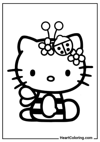 Cute bee - Hello Kitty Coloring Pages
