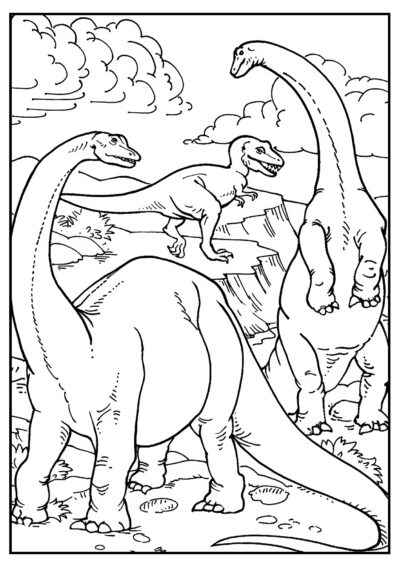 No mundo dos dinossauros - Desenhos de Dinossauros para Colorir