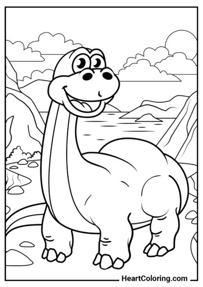 Pequeno diplodoco fofo - Desenhos de Dinossauros para Colorir