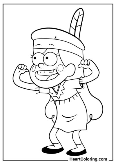 Mabel com traje indígena - Desenhos de Gravity Falls para Colorir