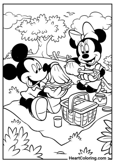 Picnic - Dibujos de Mickey Mouse para Colorear
