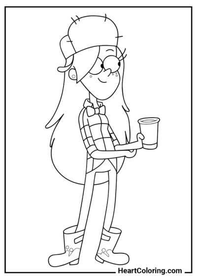 Wendy with coffee - Gravity Falls Coloring Pages