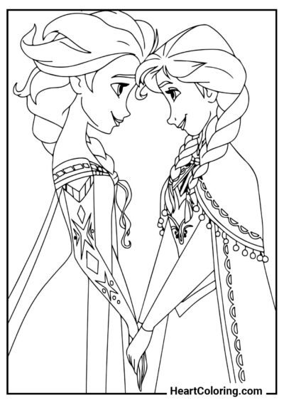 Belles sœurs - Coloriages de La Reine des Neiges