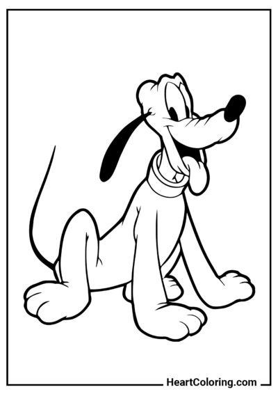 Pluto Heureux - Coloriages Mickey Mouse