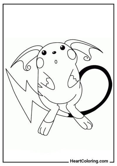 Excited Raichu - Pokemon Coloring Pages