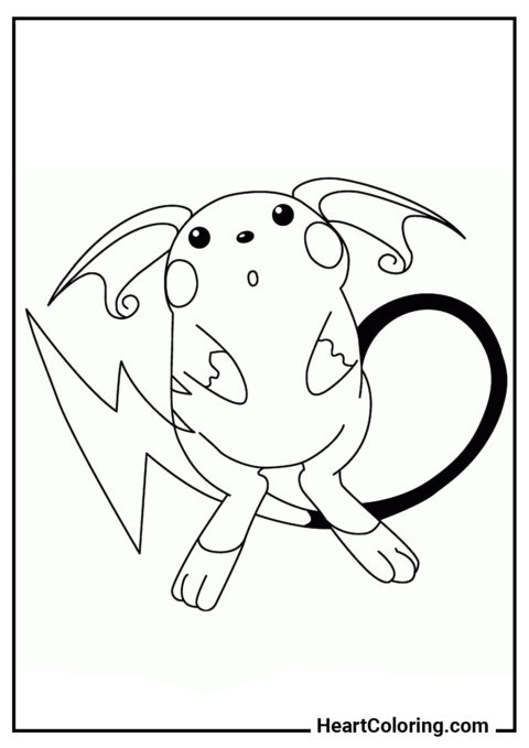 Excited Raichu - Pokemon Coloring Pages