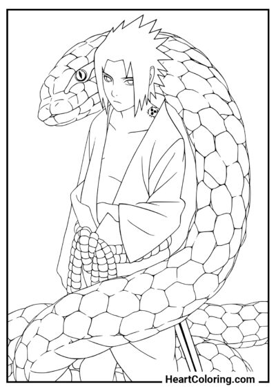 Sasuke Uchiha et Aoda - Coloriages Naruto