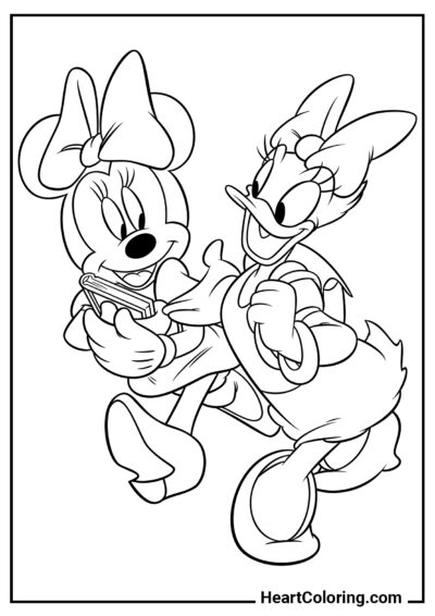 Minnie Mouse e Margarida - Desenhos de Mickey Mouse para Colorir