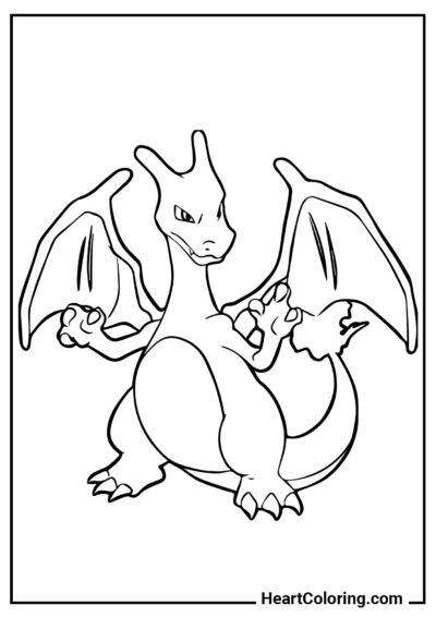 Charizard Sérieux - Coloriages Pokémon