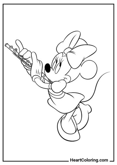 Minnie with a flute - Mickey Mouse ​Coloring Pages